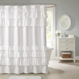 Chic Elegance Ruffled Shower Curtain Genuine