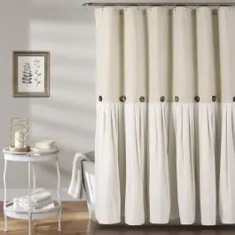 Linen Shower Curtain With Buttons Trusted Brand