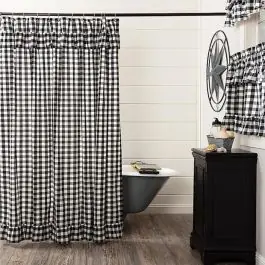 Buffalo Check Ruffled Shower Curtain Modern