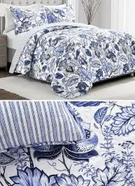 3 Piece Floral Pattern Quilt Set Bargain