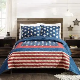 3 Piece Americana Patch Quilt Set Genuine