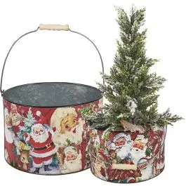 Professional Grade Retro Christmas Bucket Set of 2