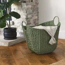 Handled Green Rope Basket Free Returns