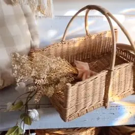 Bulk Order Large Handled Natural Rattan Display Basket