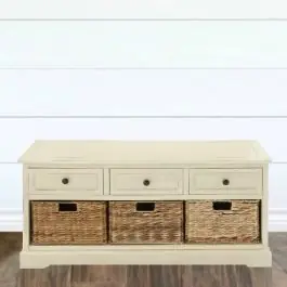 Storage Bench With Wicker Storage Baskets Limited Edition