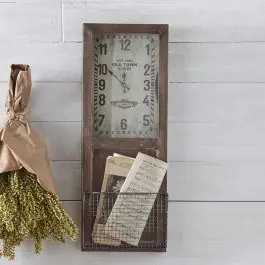 Same Day Shipping Wall Panel Clock With Wire Basket