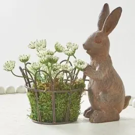 Bunny With Basket Statue High Quality