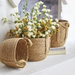 Natural Grass Baskets Set of 3 Worldwide Shipping