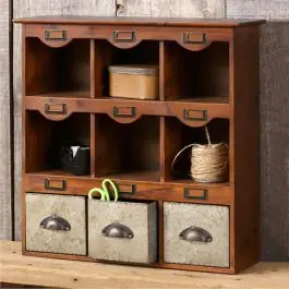 Rustic Cubby Shelf With Three Drawers Discount
