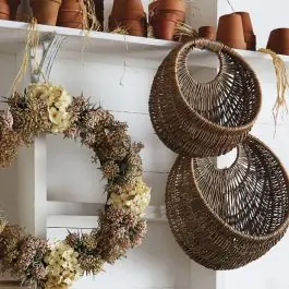 Woven Willow Crescent Baskets Set of 2 Authentic