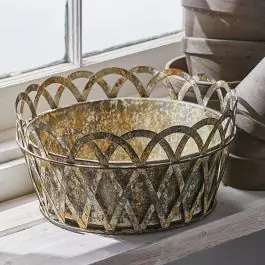 Express Delivery Aged Farmhouse Galvanized Basket