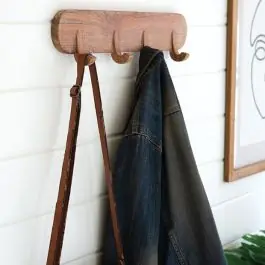 Rustic Reclaimed Wood 4 Hook Coat Rack Free Returns