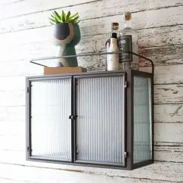 2 Door Corrugated Glass Farmhouse Wall Cabinet Best Choice
