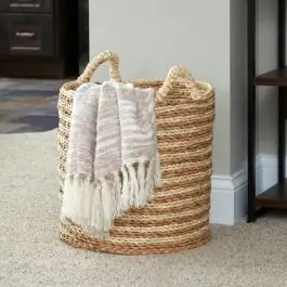 Trending Spiral Weave Wicker Basket With Handles