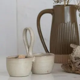 Premium 2 Section Handled Stoneware Caddy