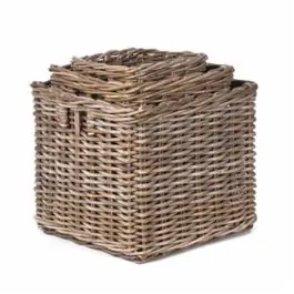Factory Price Square Rattan Nesting Basket Set of 3