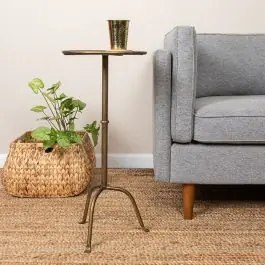 Final Sale Antiqued Brass Metal Round Side Table