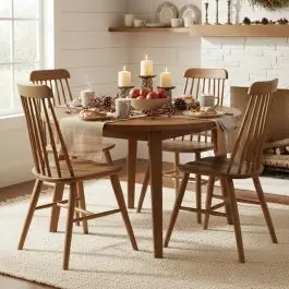 Affordable Natural Farmhouse Spindle Back Dining Chair Set of 2