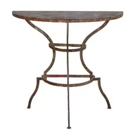 Antique Red Iron Demi Lune Table Cheap