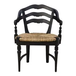 Wide Black Ladderback Arm Chair | SHIPS FREE Weekend Sale