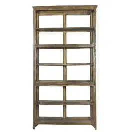 6 Shelf Salvaged Wood Display Cabinet | SHIPS FREE Low Price