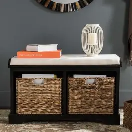 Authentic Bench With Wicker Baskets