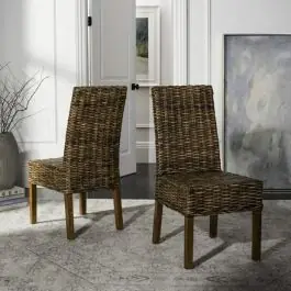 Woven Walnut Rattan Dining Chair Set of 2 Top Rated