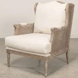 Woven Cane Cushioned Arm Chair | SHIPS FREE Holiday Sale