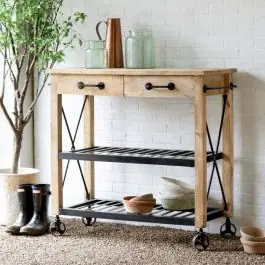 Wood and Metal Rolling Work Cart | SHIPS FREE Fast Shipping