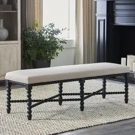 Affordable Upholstered Spindle Leg Bench