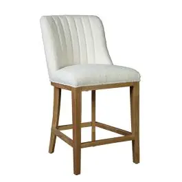 Authentic Boucle Upholstered Oak Counter Stool