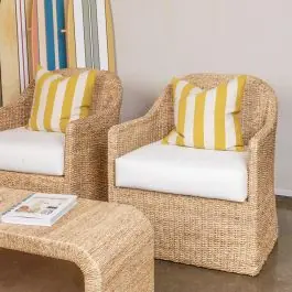 Woven Water Hyacinth Cushioned Accent Chair | SHIPS FREE Free Returns