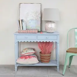 Authentic Scalloped Lavender Console Table
