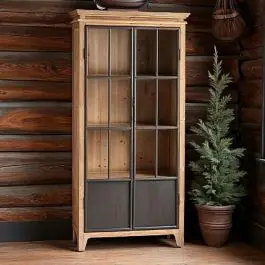 2 Door Rustic Industrial Curio Cabinet | SHIPS FREE Crafted