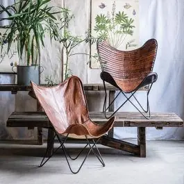 Authentic Stitched Leather Butterfly Chair