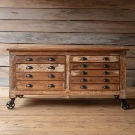 Aged Crafters Work Station On Casters | SHIPS FREE Discount