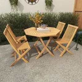 5 Piece Teak Wood Outdoor Dining Set Authentic