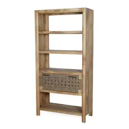 Wooden Bookshelf With Woven Jute Drawer | SHIPS FREE High Quality