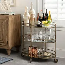 Antiqued Mirror 3 Tier Bar Cart Best Seller
