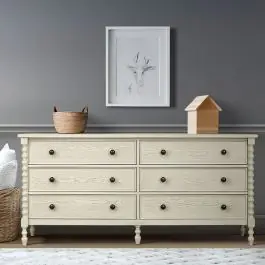 Antique Cream Turned Leg Dresser Crafted