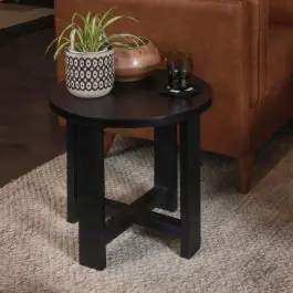 Wood Trestle Round End Table Order Now