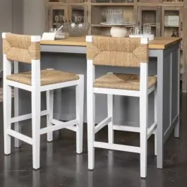 Wood And Natural Woven Seagrass Counter Stool Matte White Factory Price
