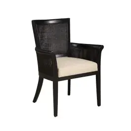 Woven Black Cane Dining Arm Chair | SHIPS FREE High Quality