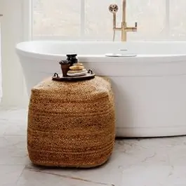 Woven Cottage Pouf Ottoman Fast Shipping