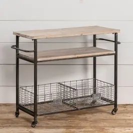 Wood And Metal Cart With Storage Deal