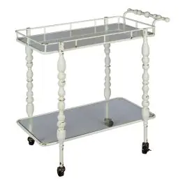 2 Tier Distressed Rolling Bar Cart Discount