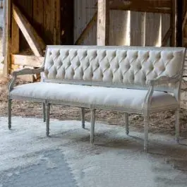 Authentic Tufted Oak Dining Settee | SHIPS FREE
