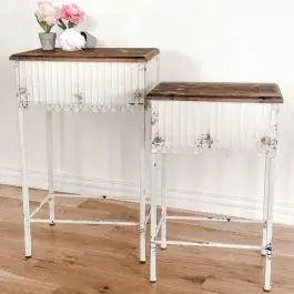 Wood Top Metal Accent Table Set of 2 Shop Now