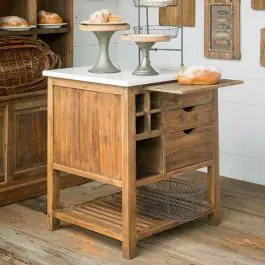 Wood Pastry Island With Stone Top | SHIPS FREE Hassle-Free Returns