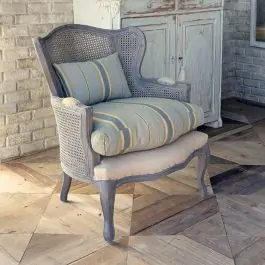 Affordable Cane Wing Back Lounge Chair With Cushion | SHIPS FREE